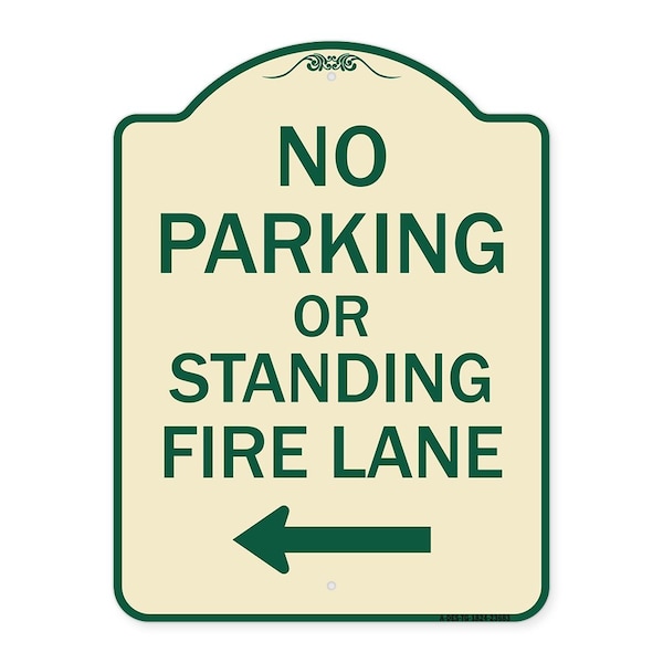 Signmission No Parking or Standing Fire Lane W/ Left Arrow Heavy-Gauge Aluminum Sign, 24" x 18", TG-1824-23683 A-DES-TG-1824-23683 - main